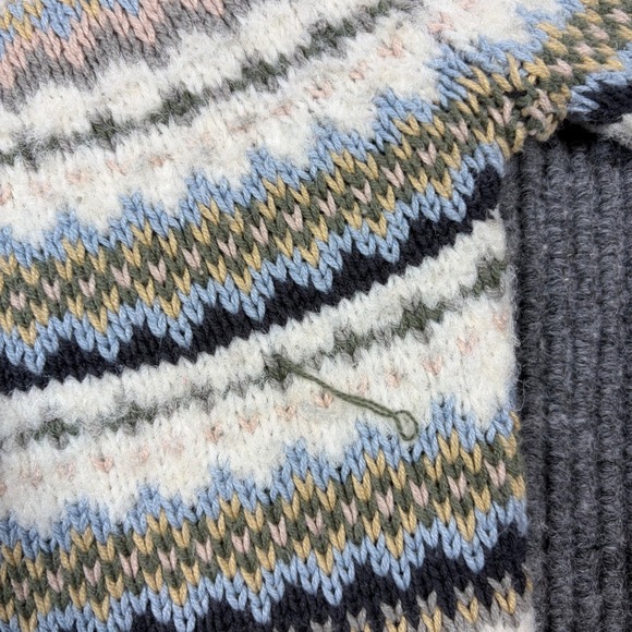 American Eagle Sweater Women's M Fair Isle Sweater Crew Neck Knit Gray Multi - Picture 7 of 7
